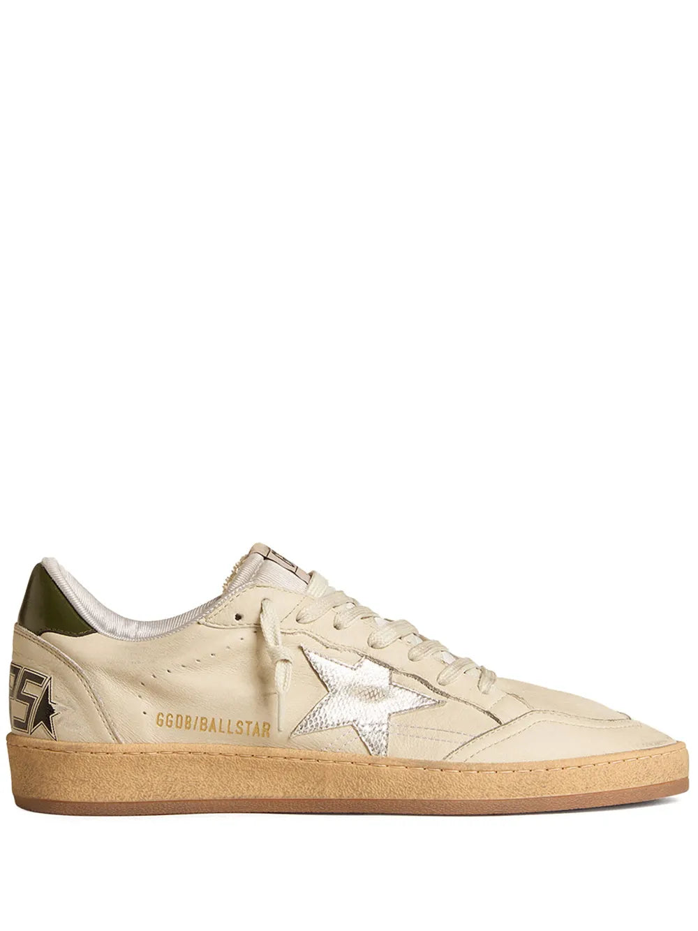 Golden Goose Ball Star With Silver Tone Leather Star and Green Leather Heel Tab