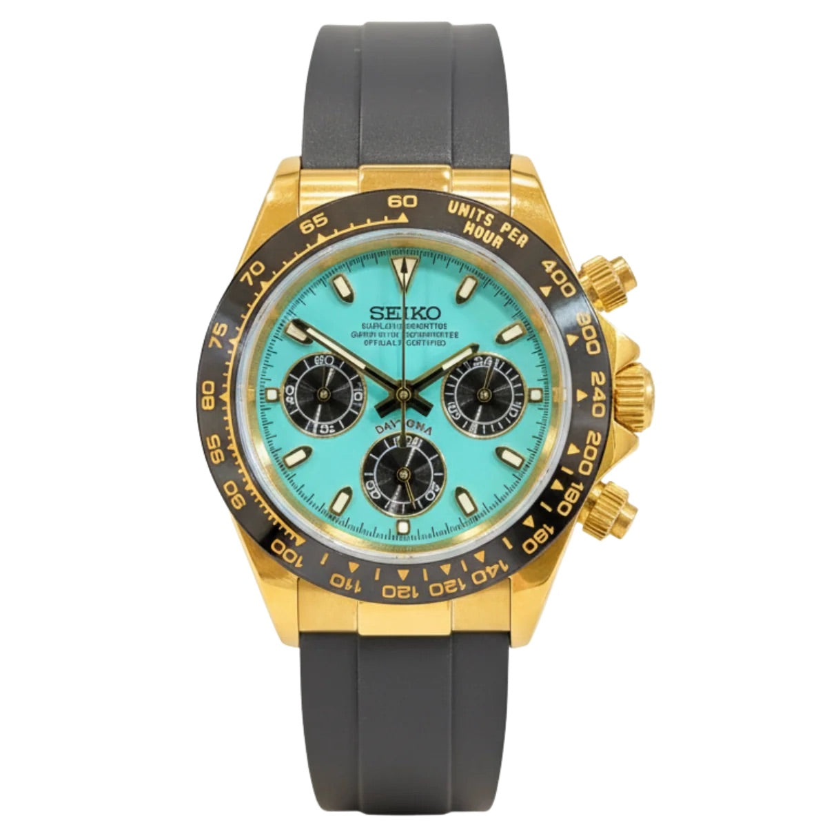 Seikomods Daytona Yellow Gold Tiffany Blue 40mm