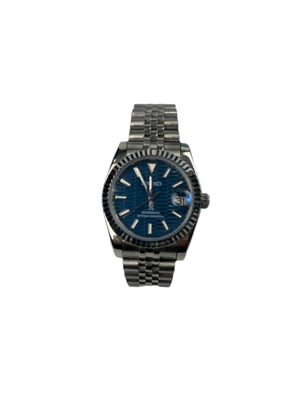 Seikomods Datejust Stainless Blue Motif Dial 11 Diamonds 36mm