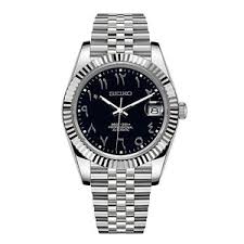 SEIKOMODS NO DATE FLUTED ARABIC BLACK DIAL