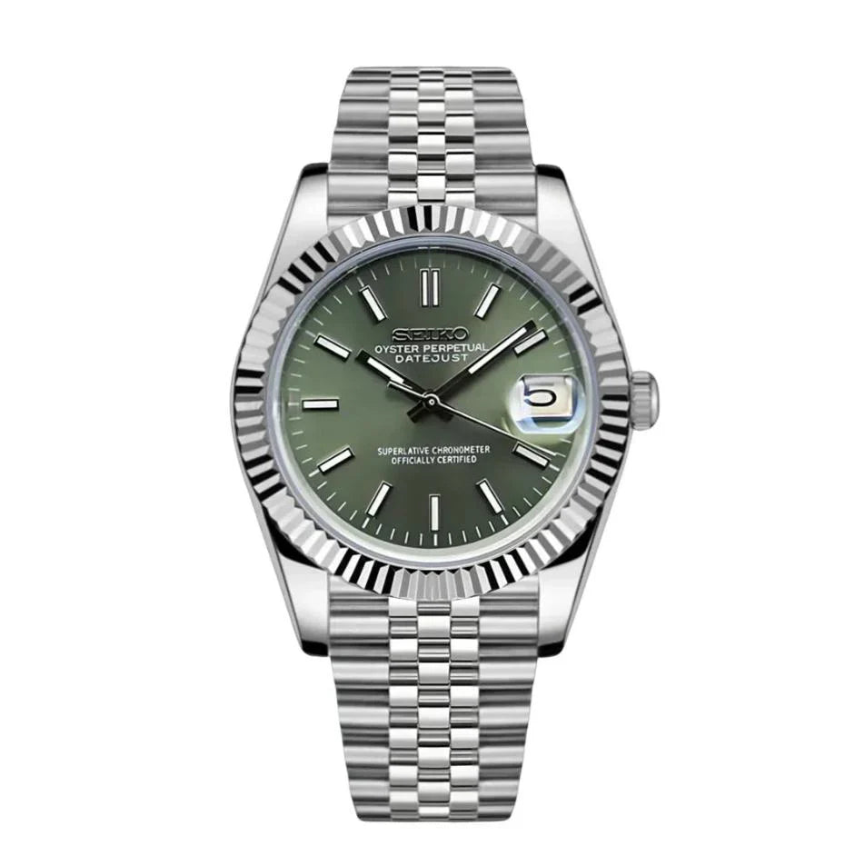 Seikomod Datejust Stainless Olive/Mint Green Sunburst Dial 39mm