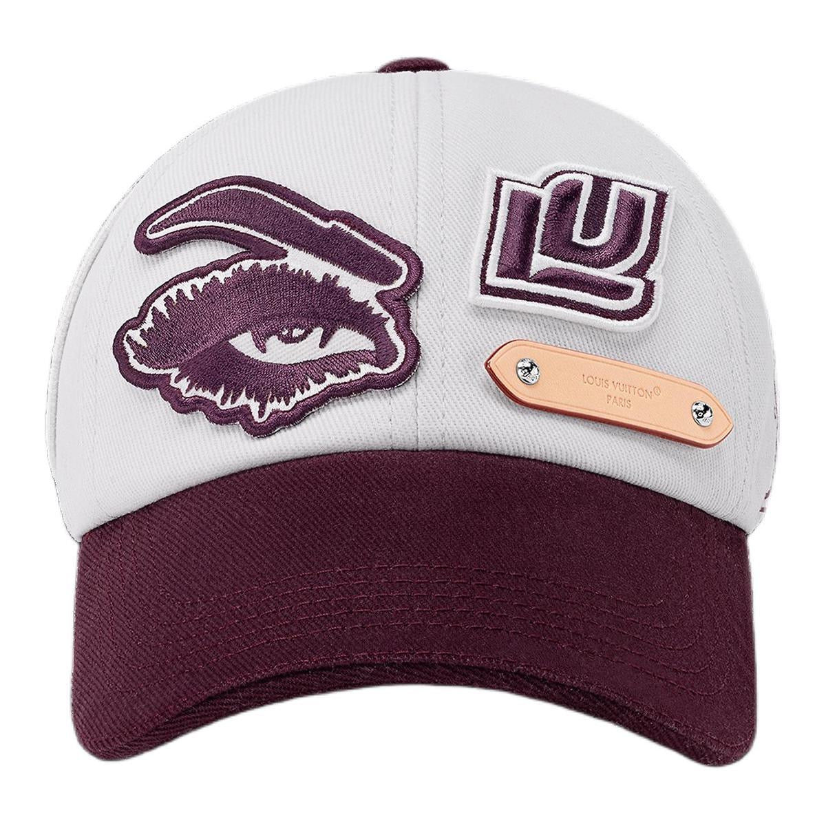 Louis Vuitton League Baseball Cap (Model M7176L) in a white and bordeaux/wine-red colorway