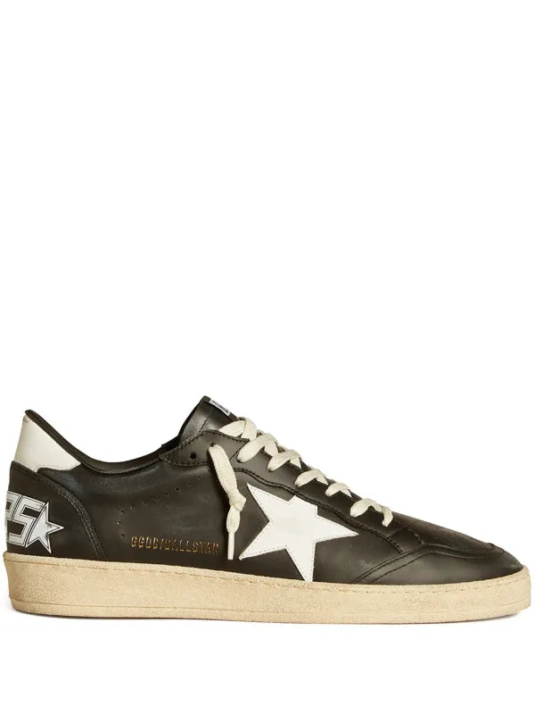 Golden Goose Ball Star Trainers In Black Nappa With White Leather Star and Heels Tab