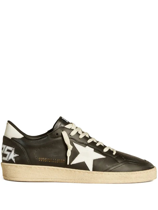 Golden Goose Ball Star Trainers In Black Nappa With White Leather Star and Heels Tab