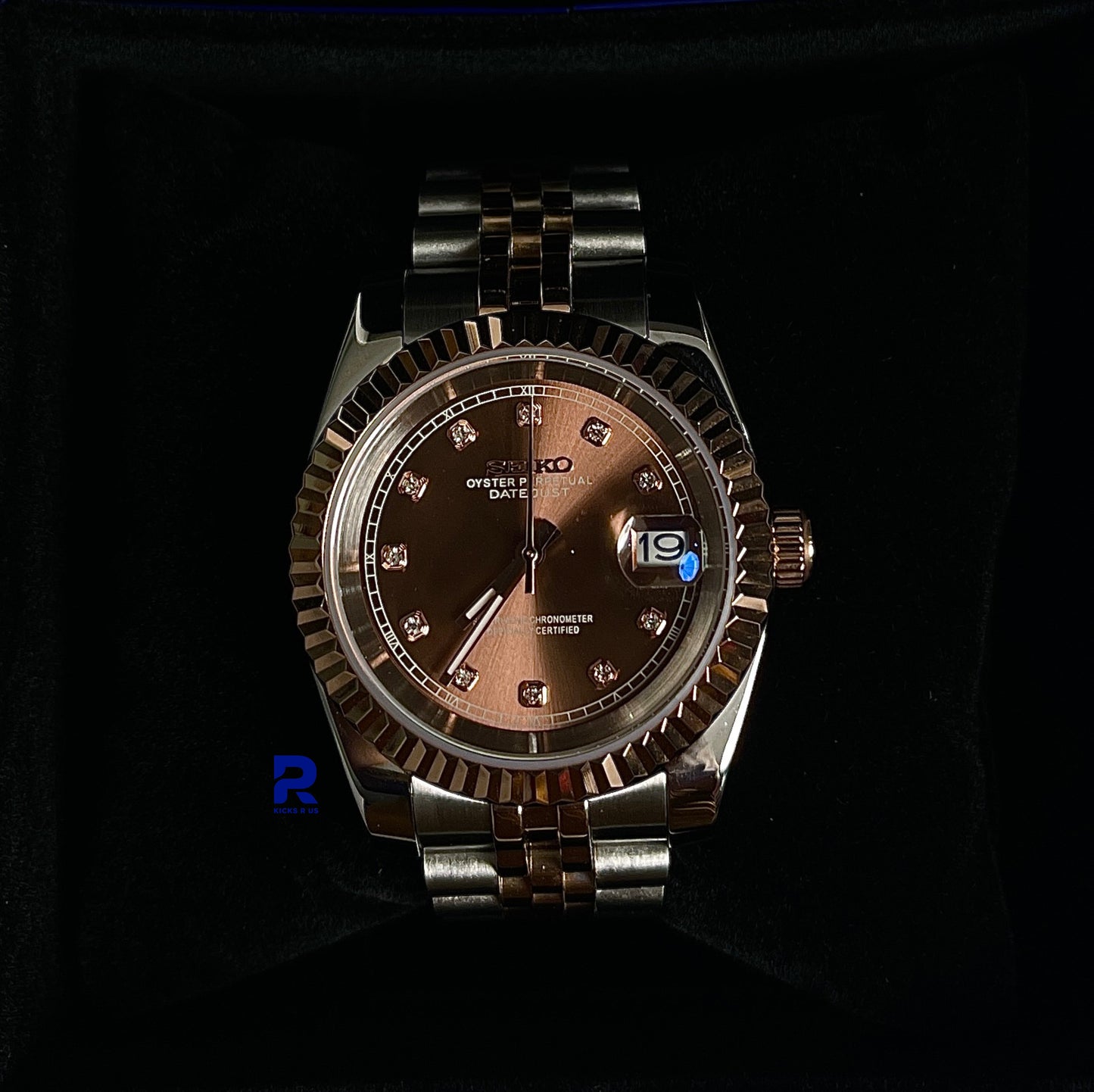 SeikoMods Datejust Twotone rosegold 'Choco Dial' 11 Diamonds 36mm