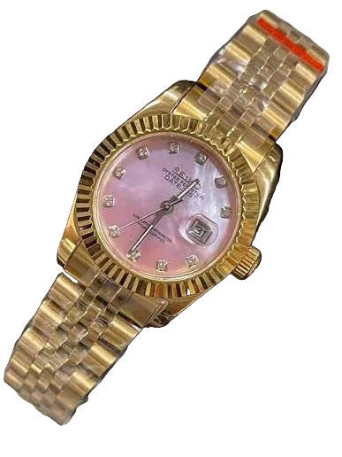 Seikomods Datejust Rose Gold Mother of Pearl 11 Diamonds Pink Dial 31mm