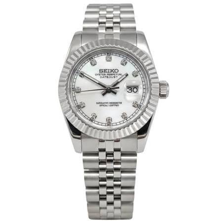 Seikomods Datejust Stainless Mother of Pearl Dial 11 Diamonds 31mm