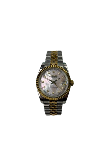 Seikomods Datejust Two-tone Yellow Gold Mother Pearl Dial 11 Diamonds 39mm