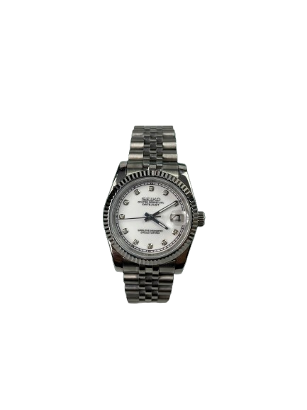 Seikomods Datejust Stainless White Dial 11 Diamonds His & Hers