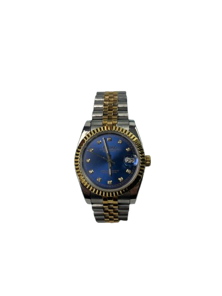 Seikomods Datejust Two-tone Yellow Gold Blue Vignitte Dial 11 Diamonds 39mm