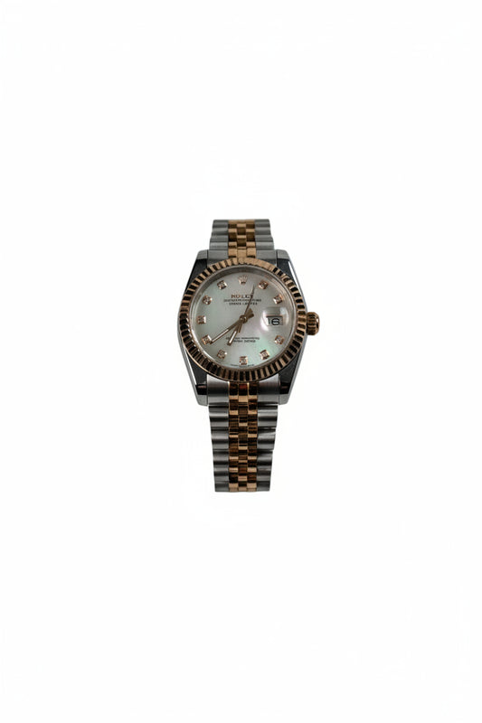 Seikomods Datejust Two-tone Rose Gold Mother of Pearl 11 Diamonds 31mm