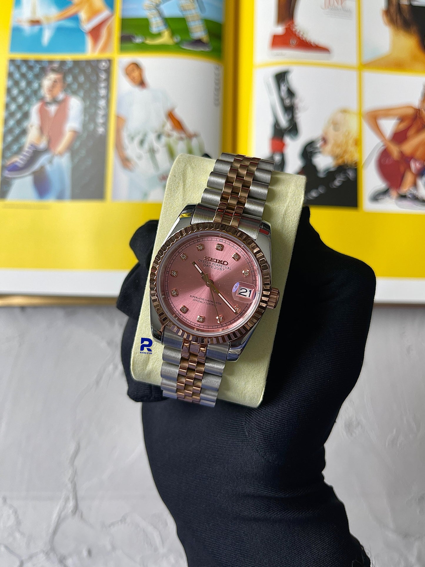 SeikoMods Datejust Twotone Rosegold 'Pink Dial' 11 Diamonds