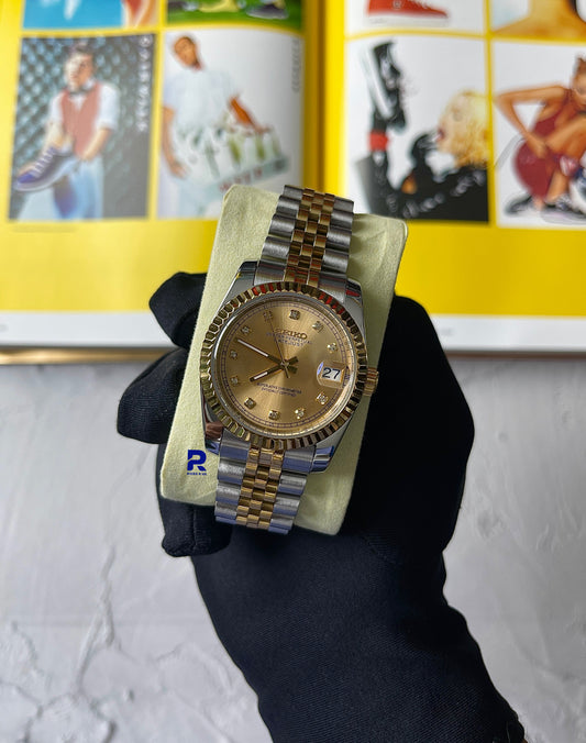 SeikoMods Datejust Twotone Yellow Gold 'Champagne Dial' 11 Diamonds