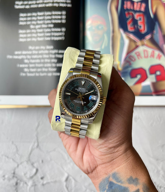 SEIKOMODS DATEJUST TWOTONE YELLOW GOLD WIMBLEDON PRESIDENTIAL BRACELET