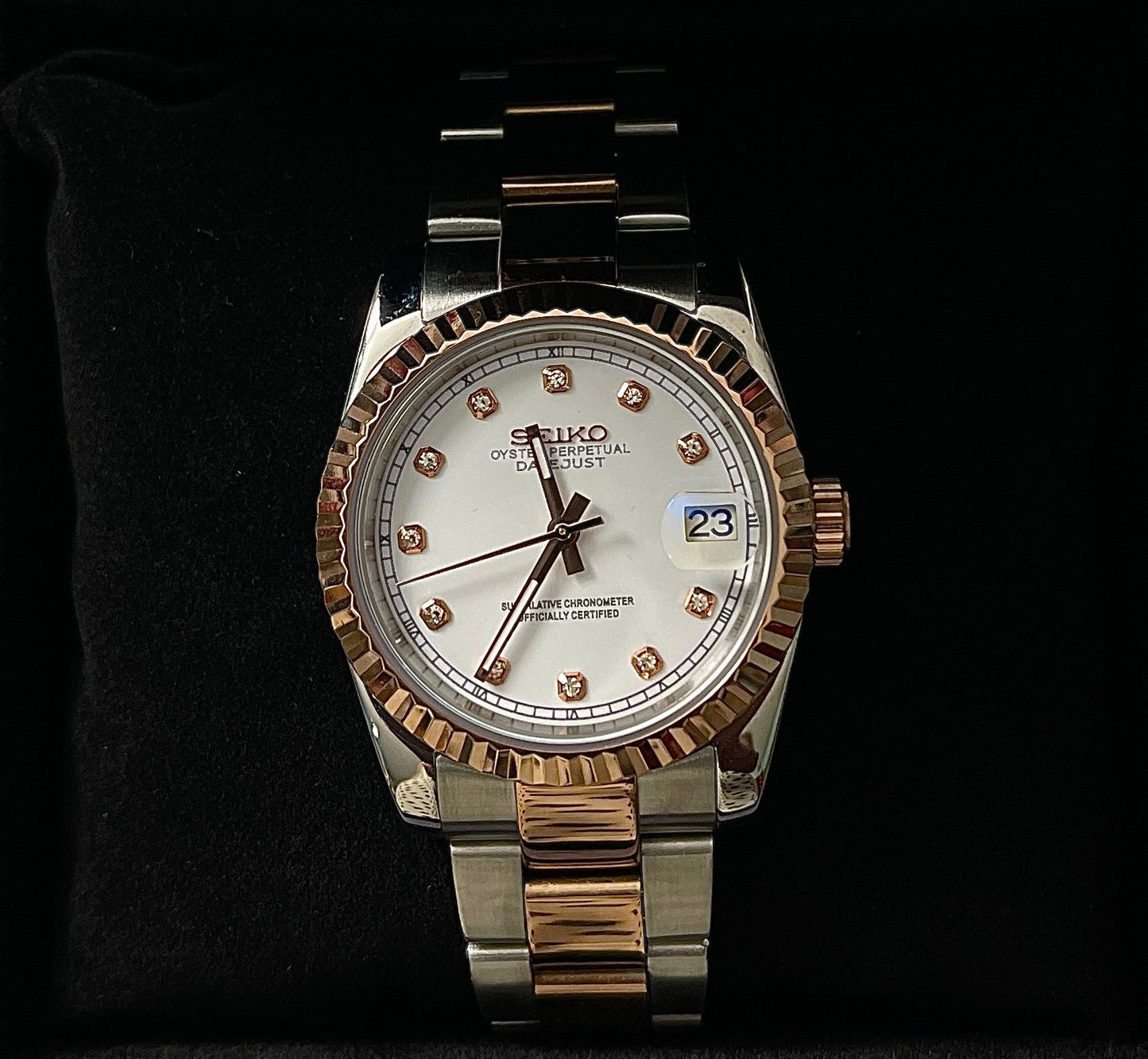 SeikoMods Oyster Perpetual Twotone Rosegold White Dial