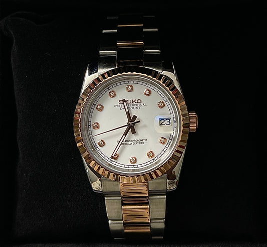 SeikoMods Oyster Perpetual Twotone Rosegold White Dial