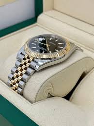SEIKOMODS DATEJUST TWOTONE YELLOW GOLD BLACK STICK DIAL