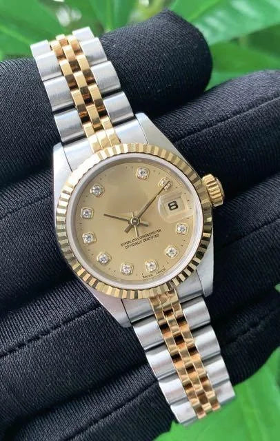 seikomods datejust twotone yellow gold dial 11 diamonds